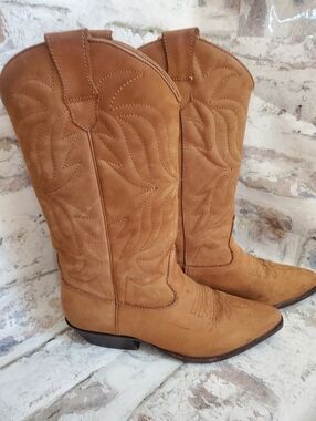 Nine West Brown Leather Western Cowboy Boots Womens Size 8W Style 98905